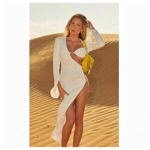 NBD White Cutout Midi Dress